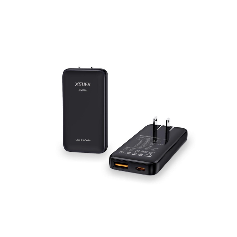 Flat 45W USB C Charger, Slim Wall Charger, Super Fast Charger with PPS, Folding Fast Charger with Dual Ports for Traveling, 45W PD Fast Charging for Laptops, Tablets, Phones
